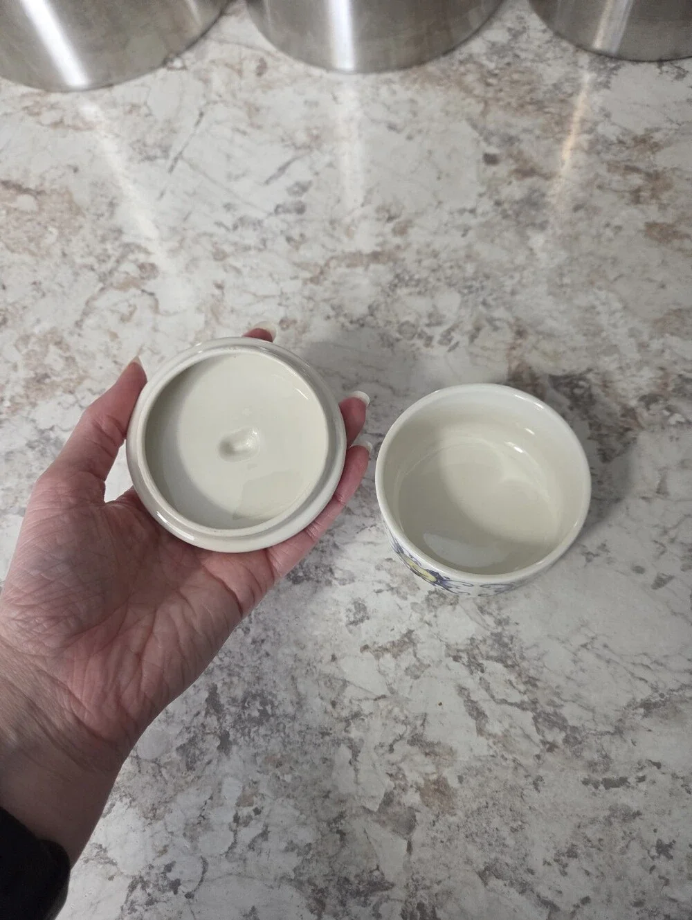 Villeroy And Boch Cadiz Small Porcelain Sugar Bowl/Lidded Dish, White & Blue